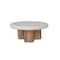 Hello Honey® 15" White Round Elevated Marble & Wood Food Pedestal